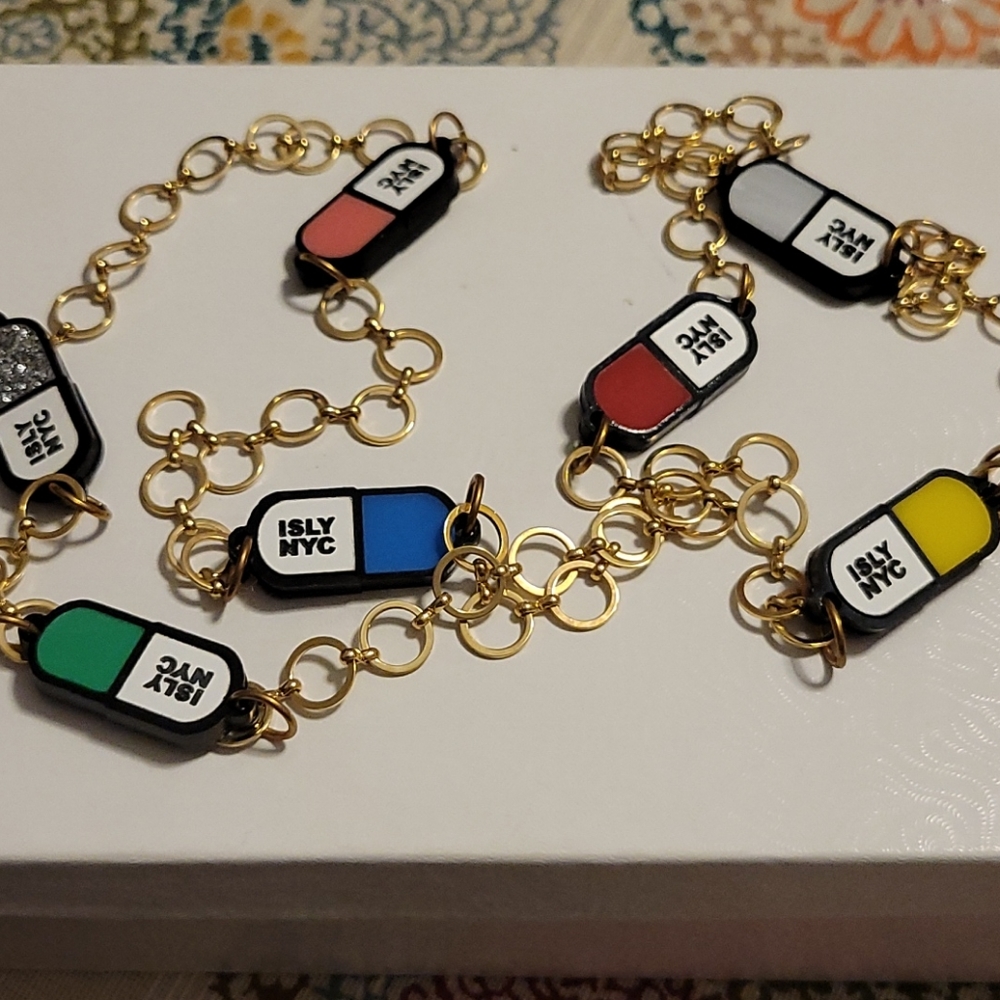 Islynyc pills long acrylic goldtone necklace